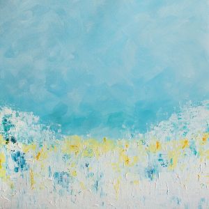 Abstract painting; blues, yellows